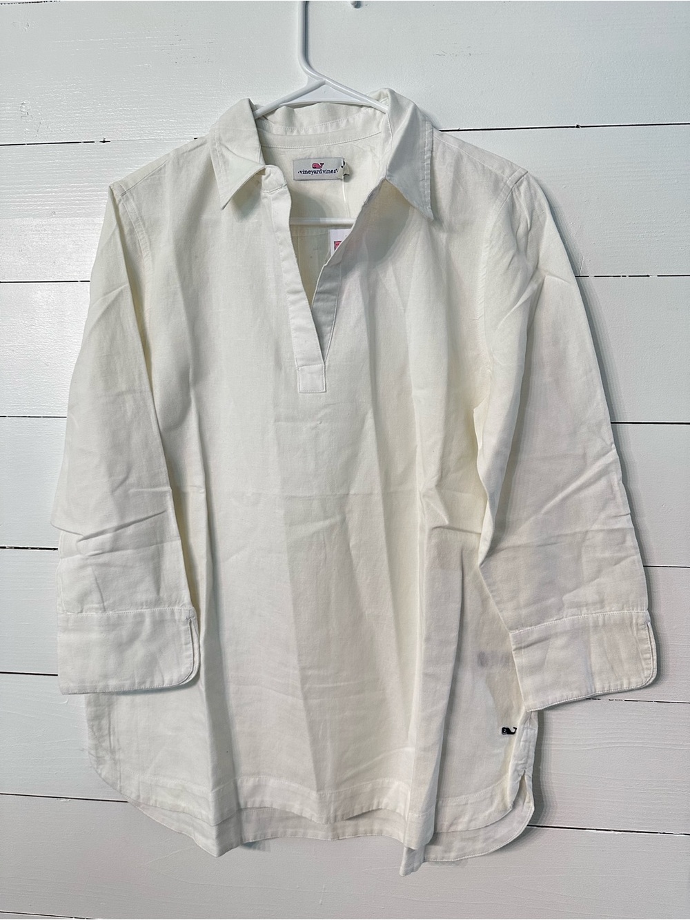 Vineyard Vines White Women's Linen and Cotton Popover Tunic